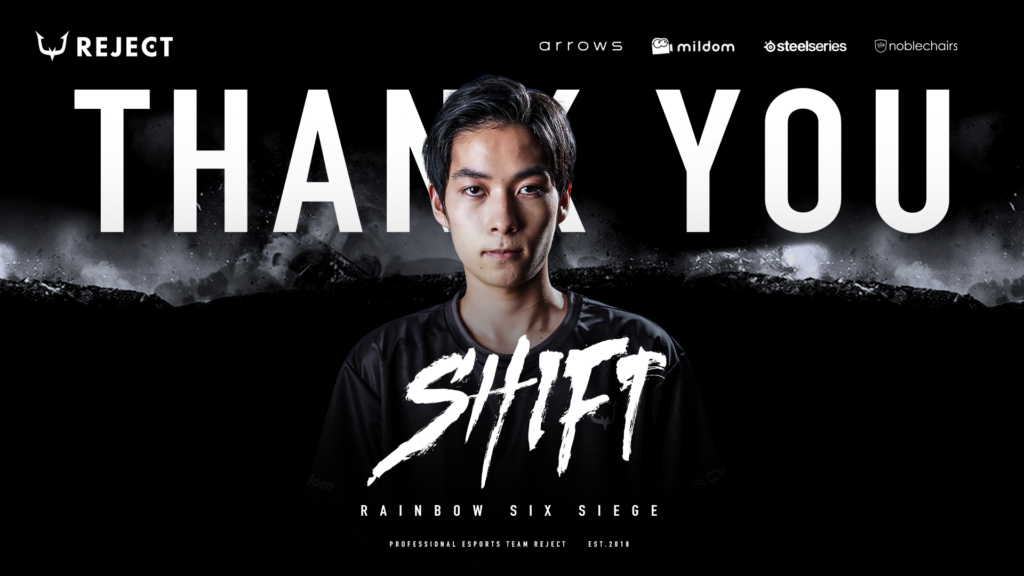 【RAINBOW SIX】 Shift選手契約満了のお知らせ