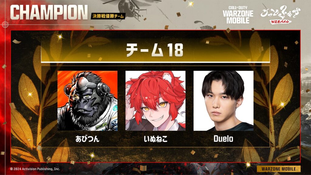 【Duelo含むチーム18が優勝！】「Call of Duty WarzoneMobile」のリリースを記念した こっどふぇすにREJECTから多数出演！