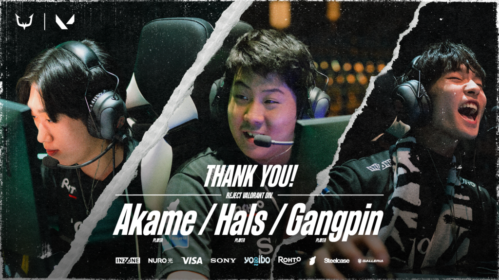 【VALORANT】Akame選手・Gangpin選手・Hals選手脱退のお知らせ