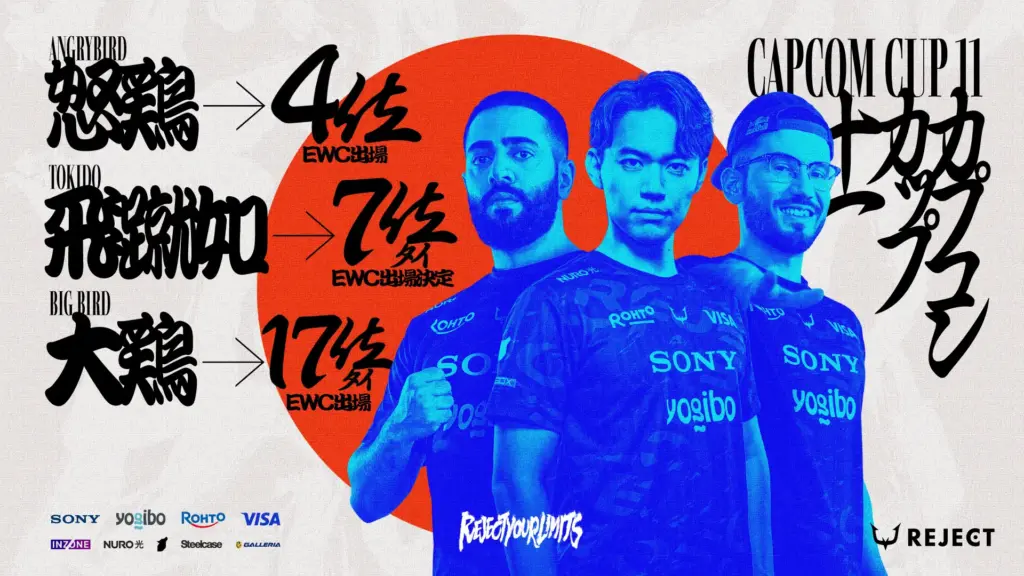 REJECTのときど、AngryBird、Big Birdが「CAPCOM CUP11」に出場し、Esports World Cup本戦の出場権を獲得！